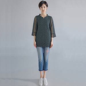 [모라도]24년 봄 여름 중년 여성 두 겹 단도 블라우스RNM8BL495F-CC