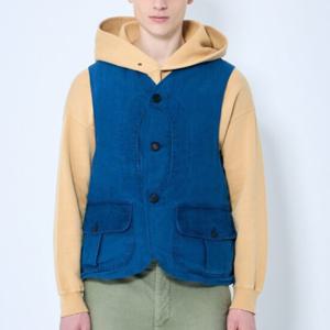 25 FW 비즈빔 Gusto 구스토 다운 린넨 버튼 베스트 블루 0124205013026 INDIGO