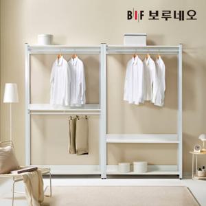 보루네오 아이든 시스템 행거 철제 드레스룸 2400 P 옷행거 세트