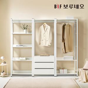보루네오 아이든 시스템 행거 철제 드레스룸 2400 O 5단 선반장