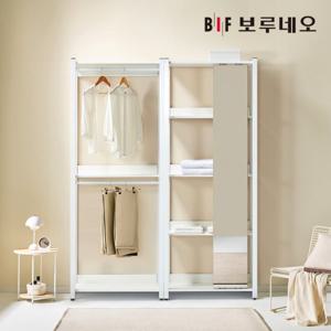 보루네오 아이든 시스템 행거 철제 드레스룸 1600 D 선반거울장