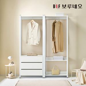 보루네오 아이든 시스템 행거 철제 드레스룸 1600 C 3단서랍 세