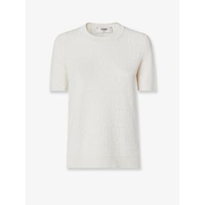 [FENDI] 라프리마 여성 니트웨어 코튼 블렌드 티셔츠 위드 올오버 FF 로고 FZXD57 AUZRF0ZNM 화이트 /12