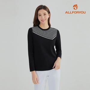 [올포유] [모델착장] 여성 사선 배색 포인트 넥변형 니트 AWSHL7261-199