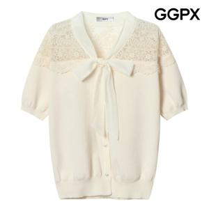 [GGPX] 숄더 레이스 리본넥 로맨틱 니트 가디건 (GP7KG010F)