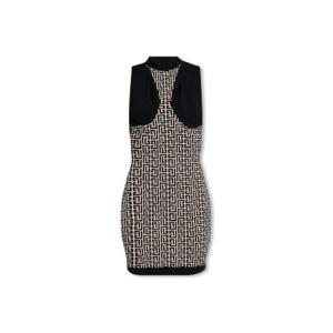 Balmain 컷아웃 디테일 모노그램 자카드 미니 드레스 AF0R4160KB02 GFE TP946425506