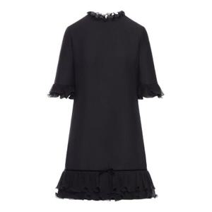 발렌티노 러플 크루넥 미니 드레스 7B3VADR71CF 0NOBLACK TP946497358