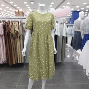 [아니베에프]A46WOP520 라운드넥 린넨 플레어 원피스