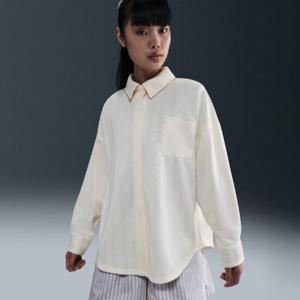나이키자켓 OQC HV1957-110 스포츠웨어 여성 오버사이즈 자카드 스트라이프 버튼다운 탑