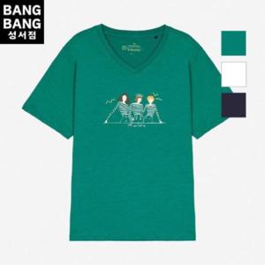 뱅뱅 HC04 여성 브이넥  슬럽 얇은 면 반팔 티 NTL535