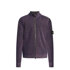 남성 Stone Island 로고 패치 집업 카디건 V0017AMARANTH
