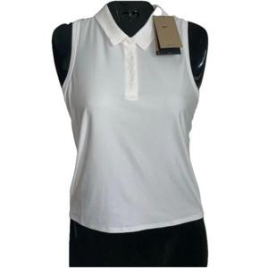 247567 나이키 여성 빅토리 드라이 핏 민소매 골프 폴로, 화이트 슬림 핏, FQ1572, S