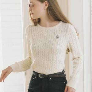 [아워호프] Cable Ribbon Long Sleeve Knit - Ivory [H24FW-KN01-IVO]