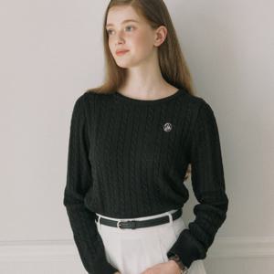 [아워호프] Cable Ribbon Long Sleeve Knit - Black [H24FW-KN01-BLA]