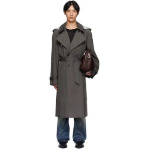 25 FW 메종마르지엘라 남성 그레이 더블 브레스트 트렌치 코트 252188M184000