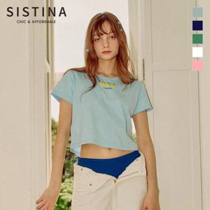 [SISTINA] 인기 코튼 로고 크롭 티셔츠_ASJTSO21010