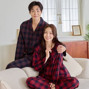 바풀 CA4S11216 커플잠옷 순면 파자마 남성 여성 부부 잠옷 상하