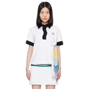 25 FW 카사블랑카 여성 화이트 멤피스 폴로 셔츠 242195F108000