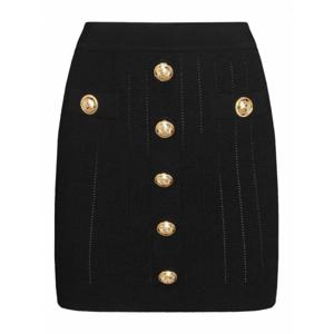 [BALMAIN] 여성 니 Length 미디 블랙 비스코스 미니 스커트 DF1LB290KB070PA /8