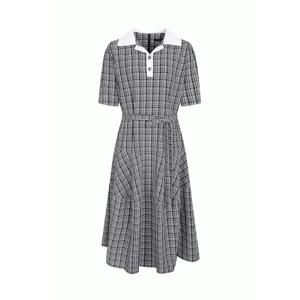 더아이잗 배색 칼라 체크 시어서커 원피스 IM5P0OP53SG
