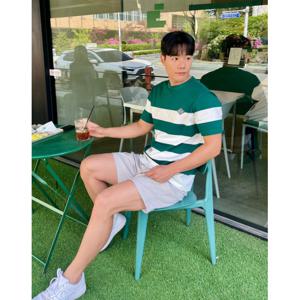 헤지스 골프 남성 24SS BEST스테디셀러스트라이프 코튼 반팔티셔츠 (GREEN) WPTS4B922E3