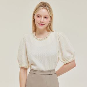 [포커스]진주 넥 레이스 블라우스 PBVFF5M1BL5091
