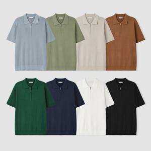 [리빌모아]남자 데일리 집업 골지 카라 반팔 니트 AS5-KNH-Q010-