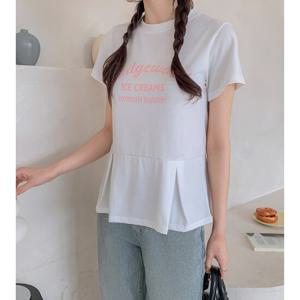 [올리비에스클로젯]레터링 페플럼 티셔츠_O2506TS103B
