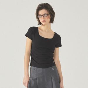 [후아유]여성 Ribbed Square Neck T-shirt WHRAF3828F