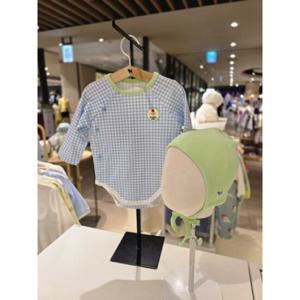 [블루독베이비] 25 FW(블루)체크도기세트바디수트(45A7004016)출산 유아 모자 신생아 조카 선물 임신 (45A7