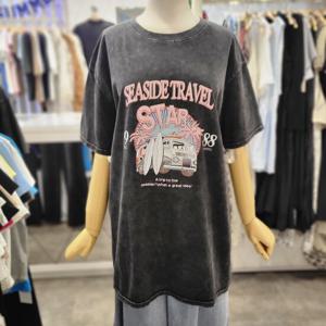 [밸리걸]빈티지 워싱 박시 반팔 롱티셔츠 818932
