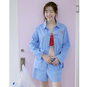 [쥬크]리본 포인트 스트라이프 셔츠(Z252MSC025)