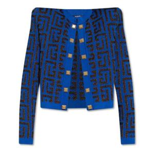 Balmain 로고 모노그램 버튼 가디건 AF1SK313KD62 SFD TP946360394