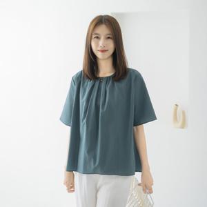 엄마옷 마담4060 라운드셔링블라우스 중년여성 반팔 -ZBL2507110-