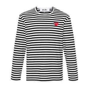 25SS 꼼데가르송 레드 하트 스트라이프 긴팔티 블랙 AZ T164 051 1