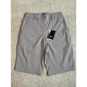 246187 NWT nike golf Women s 0 Taupe Brown/gray Dri Fit Bermuda Shorts