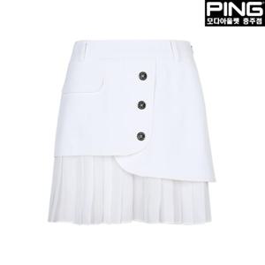 [핑]여성 랩 버튼 플리츠 큐롯 스커트 121D2PC751_WH_CJ