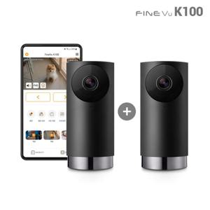 [본사정품] 파인뷰 K100 블랙 2EA 스마트AI 홈CCTV 아이 소리감지 잠깸감지 베이비캠 홈카메라 마이카 알람 지원 아마존(AWS) 보안서버 가정용 CCTV