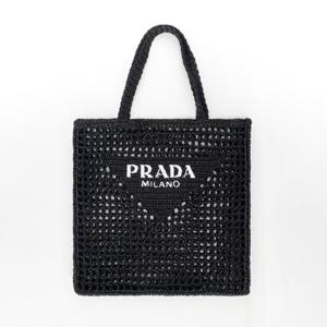 PRADA 프라다 라피아 크로셰 토트백 블랙 1BG393 2A2T F0002 V OOO