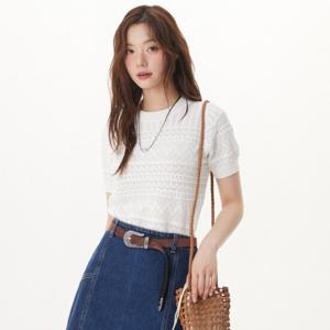 플라스틱아일랜드  (PR2KH501) 스카시 조직 반팔니트