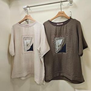 스테파니 HC07 무빙 린넨 나염 티셔츠 A25TS5255