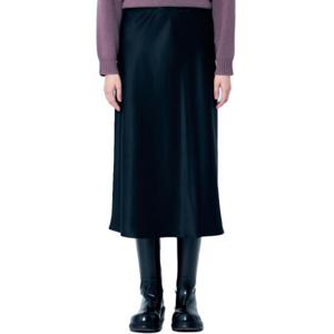 25 FW 막스마라 스트레이트 헴 밴딩 실크 미디 스커트 블랙 2511101018600 002