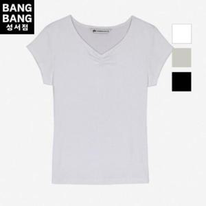 뱅뱅 HC04 여름여성셔링 브이넥 캡소매 반팔면티 NTL513