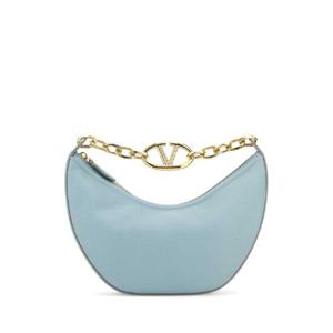 VALENTINO GARAVANI 라이트 블루 가죽 스몰 호보 V로고 문 핸드백 5W2B0Q42JDK ZJ4