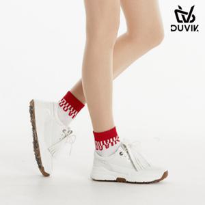 듀빅 여성 베이직 로고 자가드 크루 삭스 DE1WAO811LR