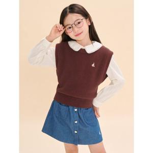 [35%OFF][빈폴키즈]여아 면 데일리 니트 베스트 브라운(BI4751G01D)