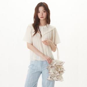 플라스틱아일랜드  프릴 핀턱 블라우스 (PR2WB507)