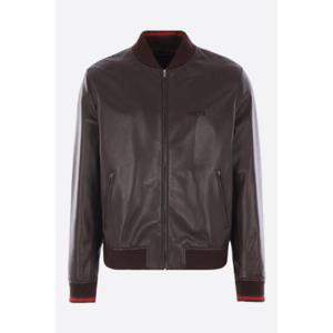 GUCCI leather bomber jacket with logo embroidery 793726XNA3M2014