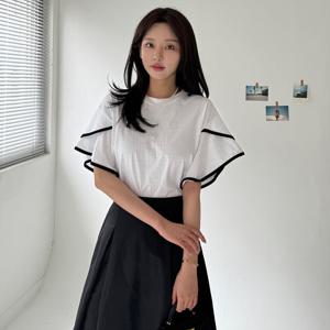 [모리스커밍홈] 배색라인 날개소매 티셔츠_M2506TS029B