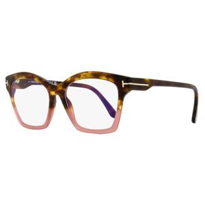 톰포드 여성용 스퀘어 블루 블록 안경 TF5965B 055 하바나/핑크 53mm